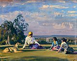 Gypsies On The Downs by Sir Alfred James Munnings